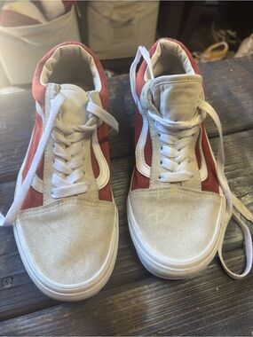 Vans Classic Suede & Canvas Low-Top Sneakers in Red and Cream W7